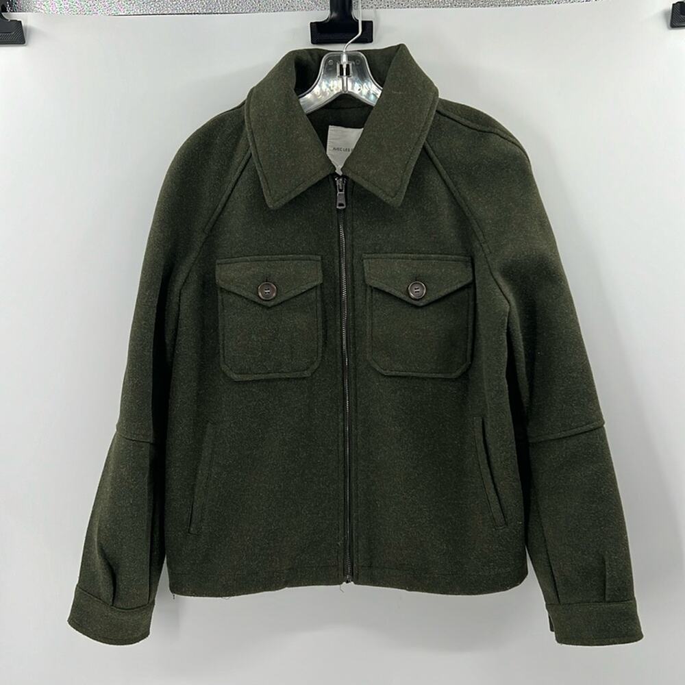Avec Les Filles Women's Full Zip Coat with flap pockets - Green - Medium